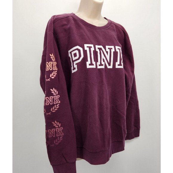 PINK VS Sweatshirt Women's Size Medium Purple Oversized Pullover - Picture 2 of 7
